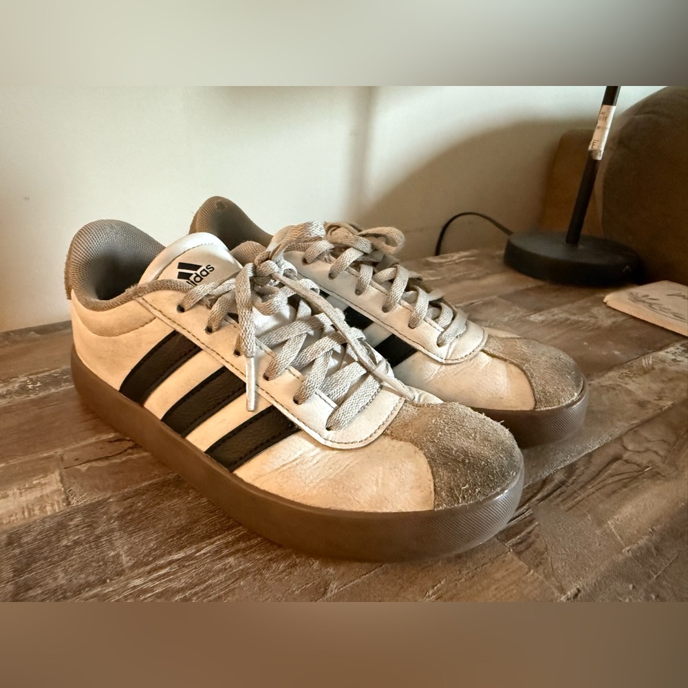 Adidas Kids VI Court 3.0 White and Black Sneakers - Sz 3Y